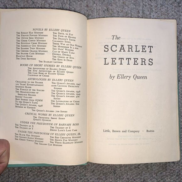 The Scarlet Letters by Ellery Queen (1953 Hardcover DJ) Book Club Edition - Picture 3 of 9
